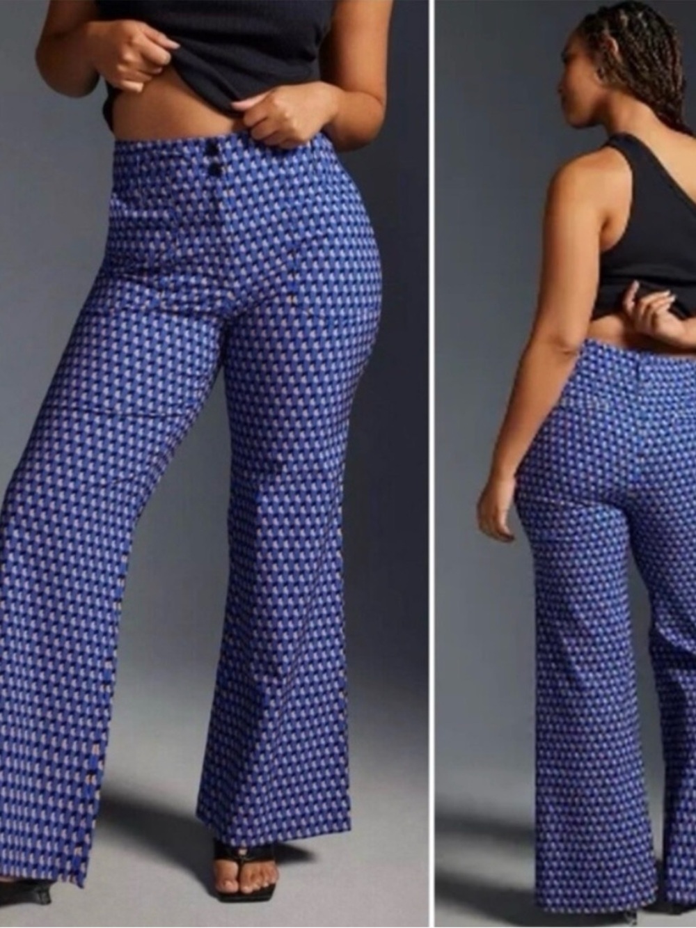 Maeve Anthropologie Naomi Geometric Print Flare Leg Pants Women’s 10 Bohemian